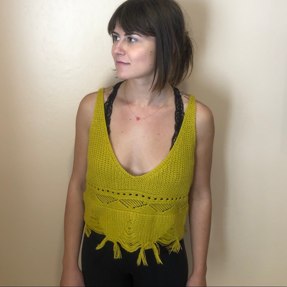 Knitted Yellow Green Tank Top